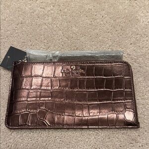 Kate Spade Rose Gold Croc Embossed Wristlet